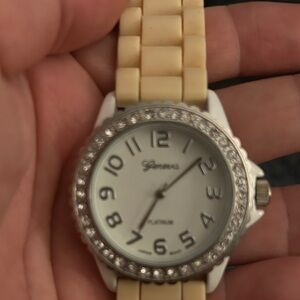 Geneva Platinum Ivory Watch with Silver Details